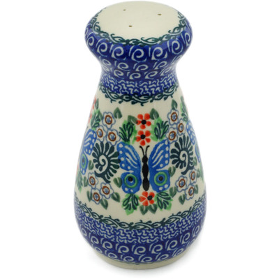 Polish Pottery Pepper Shaker 6&quot; Blue Butterfly Brigade UNIKAT