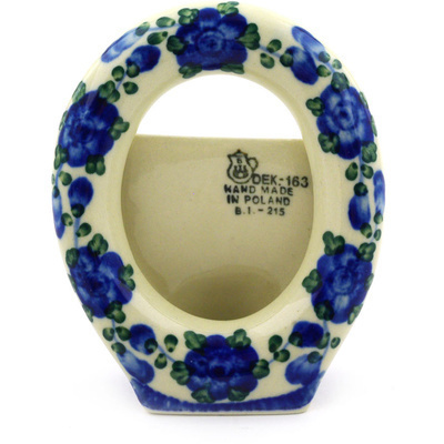 Polish Pottery Picture Frame 4&quot; Blue Poppies