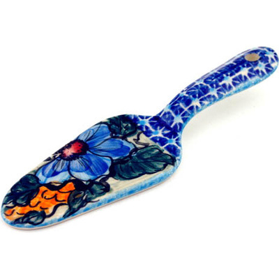 Polish Pottery Pie and Cake Server 7&quot; Corn In The Blue UNIKAT