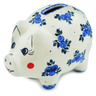 Polish Pottery Piggy Bank 4&quot; Blue Berry Special UNIKAT