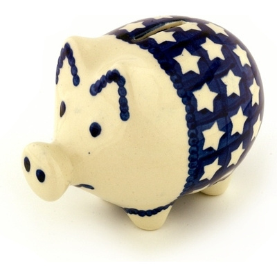Polish Pottery Piggy Bank 5&quot;