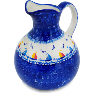 Polish Pottery Pitcher 10 Cup Sailing Through Your Dreams
