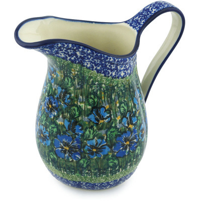 Polish Pottery Pitcher 3&frac12; Cup Bloomimg Meadow UNIKAT