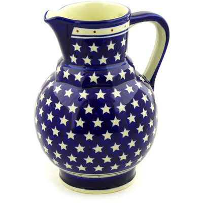 Polish Pottery Pitcher 59 oz Blue Star Americana