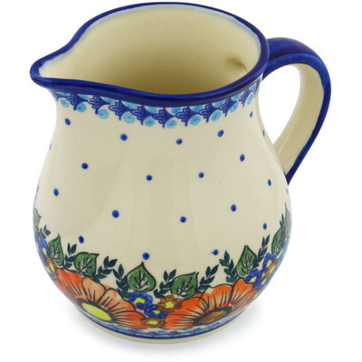 Polish Pottery Pitcher 8 cups Bold Poppies