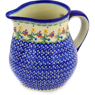 Polish Pottery Pitcher 8 cups Spring Flowers
