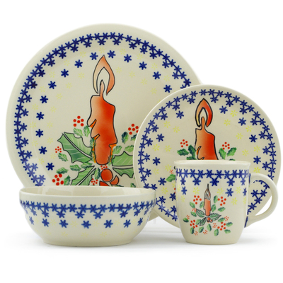 Polish Pottery Place Setting 11&quot; Christmas Candle