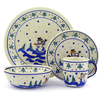 Polish Pottery Place Setting 11&quot; Winter Forest