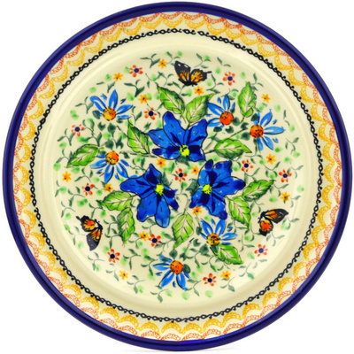 Polish Pottery Plate 10&quot; Butterfly Meadow UNIKAT