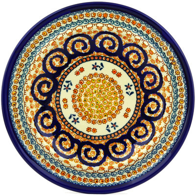 Polish Pottery Plate 10&quot; Cinnamon Swirl UNIKAT