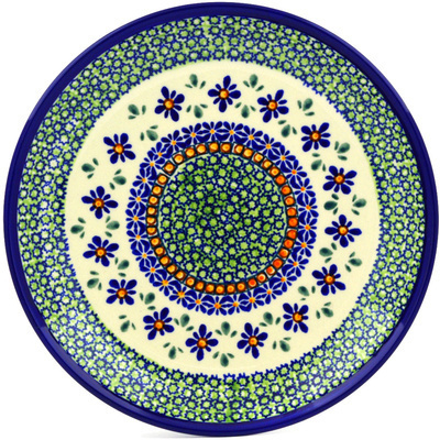 Polish Pottery Plate 10&quot; Gingham Flowers