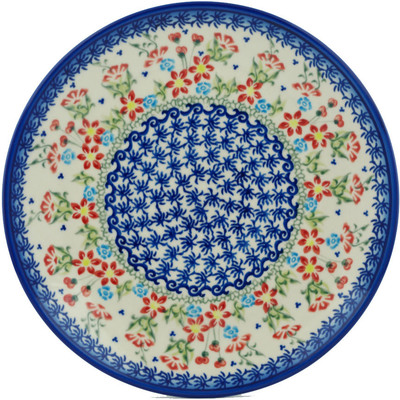 Polish Pottery Plate 10&quot; Happy Blossoms UNIKAT