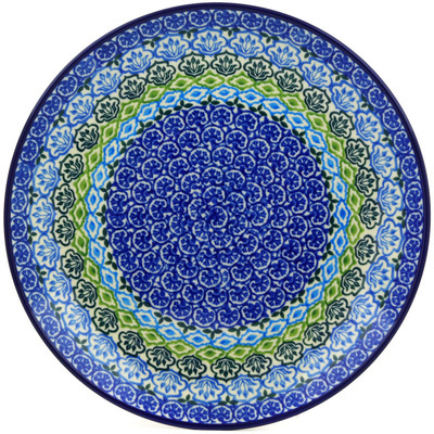 Polish Pottery Plate 10&quot; Ocean Tulips