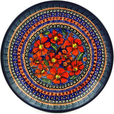Polish Pottery Plate 10&quot; Poppies UNIKAT