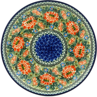 Polish Pottery Plate 10&quot; Red Carnations UNIKAT