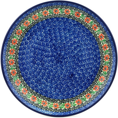 Polish Pottery Plate 10&quot; Red Zinnia