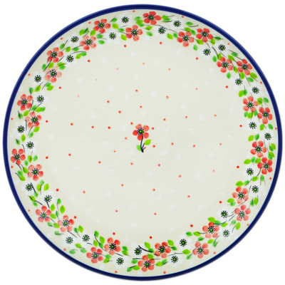 Polish Pottery Plate 10&quot; Simple Scarlet