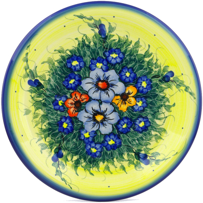 Polish Pottery Plate 10&quot; Sunshine Flowers UNIKAT