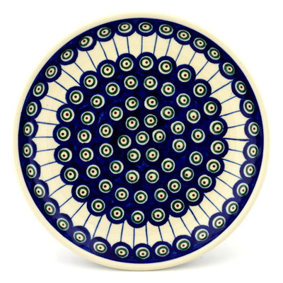 Polish Pottery Plate 10&quot; Traditional Peacock