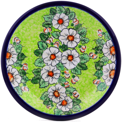 Polish Pottery Plate 10&quot; White Flower Bouquet UNIKAT