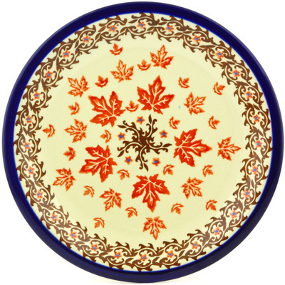 Polish Pottery Plate 11&quot; Autumn Leaves