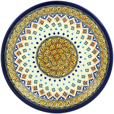 Polish Pottery Plate 11&quot; Aztec Swirls UNIKAT