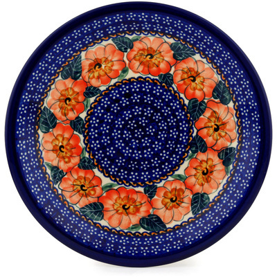 Polish Pottery Plate 11&quot; Begonia Fields UNIKAT