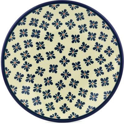 Polish Pottery Plate 11&quot; Black Gangam Flower