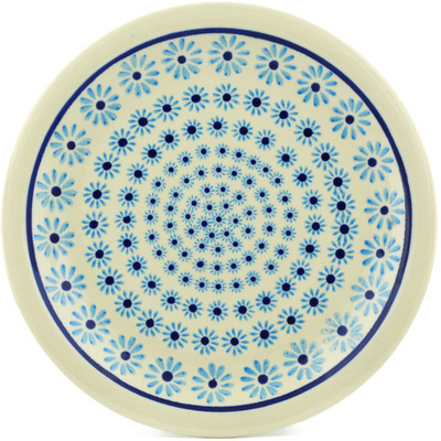 Polish Pottery Plate 11&quot; Blue Daisy Delight