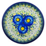 Polish Pottery Plate 11&quot; Blue Happy Fields UNIKAT