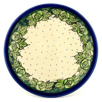 Polish Pottery Plate 11&quot; Bold Cabbage Rose