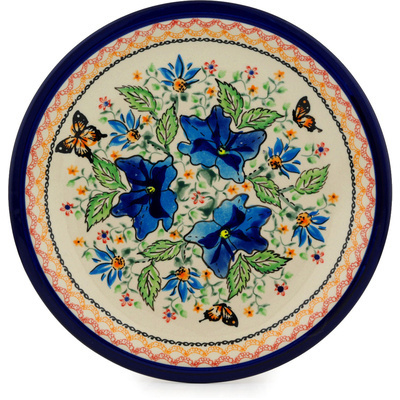 Polish Pottery Plate 11&quot; Butterfly Meadow UNIKAT