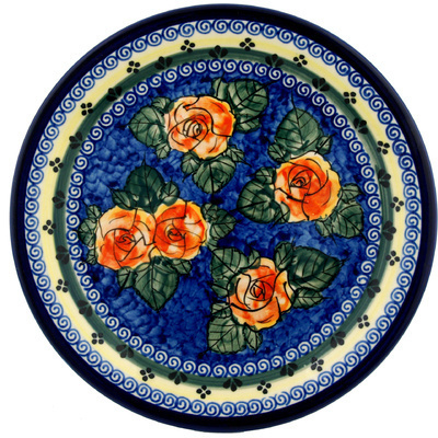 Polish Pottery Plate 11&quot; Cabbage Roses