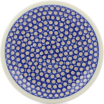 Polish Pottery Plate 11&quot; Daisy Stamps