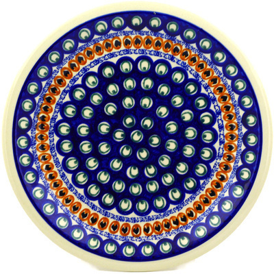 Polish Pottery Plate 11&quot; Eyes Of The Peacock