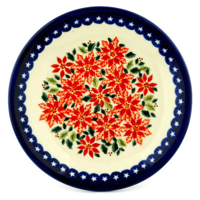 Polish Pottery Plate 11&quot; Holiday Poinsettias
