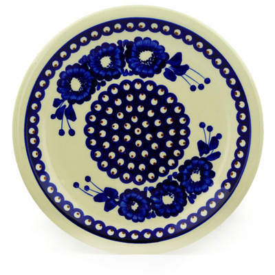 Polish Pottery Plate 11&quot; Mardi Gras Peacock