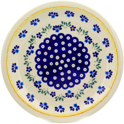 Polish Pottery Plate 11&quot; Muscari Peacock