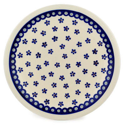 Polish Pottery Plate 11&quot; Peacock Daisy