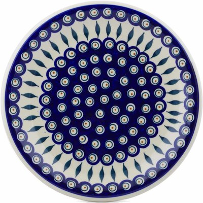 Polish Pottery Plate 11&quot; Peacock
