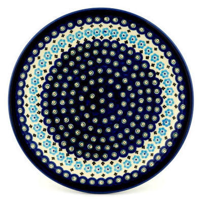 Polish Pottery Plate 11&quot; Peacock Poppy Chain