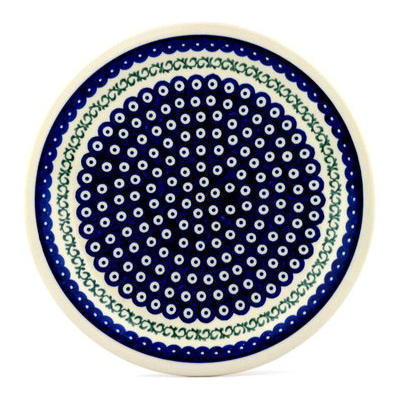 Polish Pottery Plate 11&quot; Peacock Vine