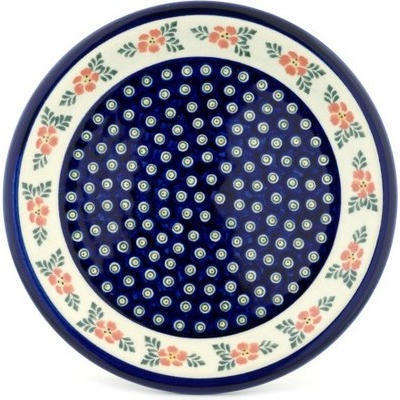 Polish Pottery Plate 11&quot; Poinsetia Peacock