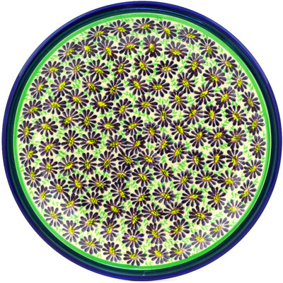 Polish Pottery Plate 11&quot; Purple Aster Fields