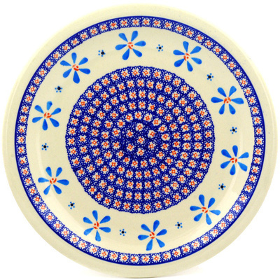 Polish Pottery Plate 11&quot; Spinning Daisies