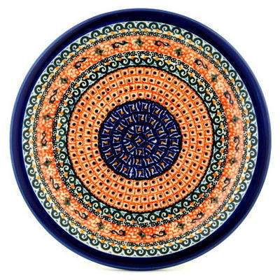 Polish Pottery Plate 11&quot; Terra Cotta UNIKAT
