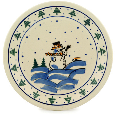 Polish Pottery Plate 11&quot; Winter Forest