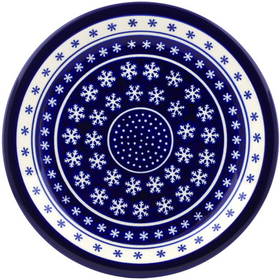 Polish Pottery Plate 11&quot; Winter Snowflakes