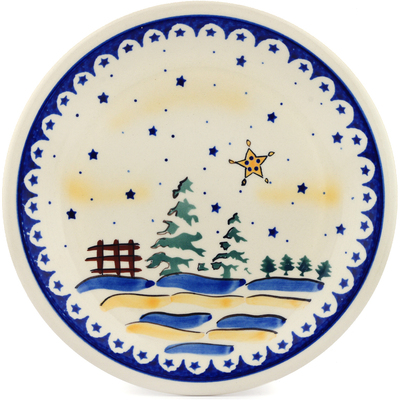 Polish Pottery Plate 11&quot; Winter Wonderland