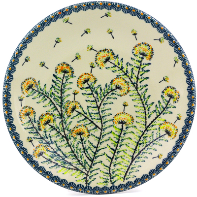 Polish Pottery Plate 11&quot; Yellow Dandelions